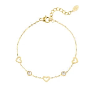 Armband met hart en diamant bedels